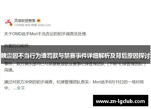魏震因不当行为遭罚款与禁赛事件详细解析及背后原因探讨 魏震因不当行为遭罚款与禁赛事件详细解析及背后原因探讨